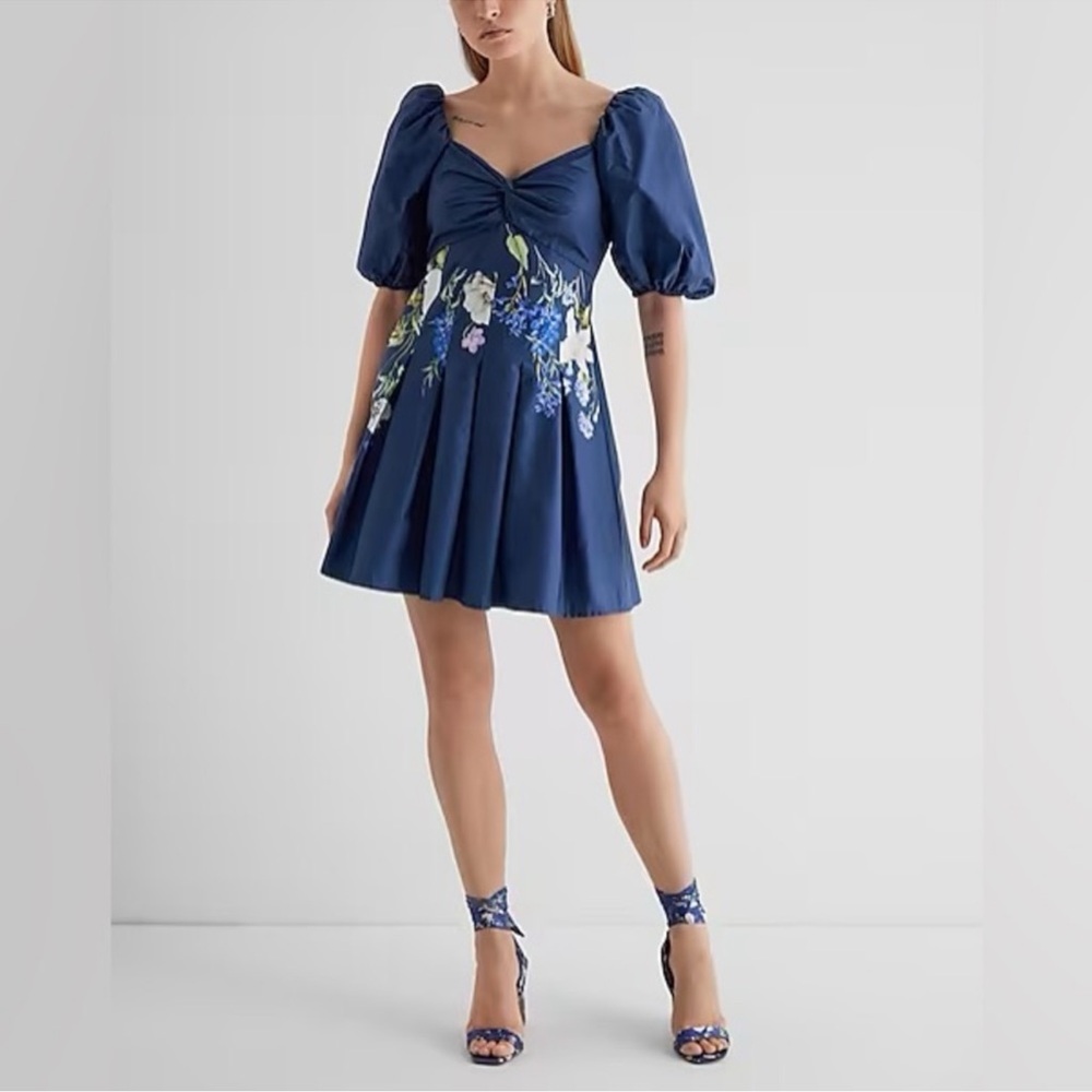 Express Navy Floral Mini Dress